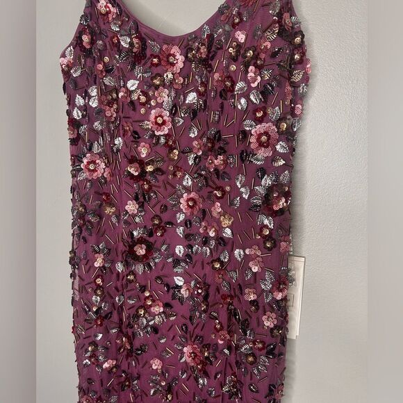 Mac Duggal Floral Beaded Scoop Neck Column Gown NWT 5477 Raspberry - Picture 7 of 9